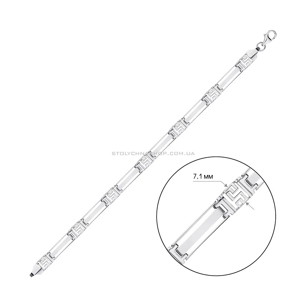 Браслет серебряный с греческим орнаментом (арт. 7509/4181) - 2 - цена