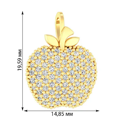 Золота підвіска «Яблуко» з фіанітами (арт. 440321ж)