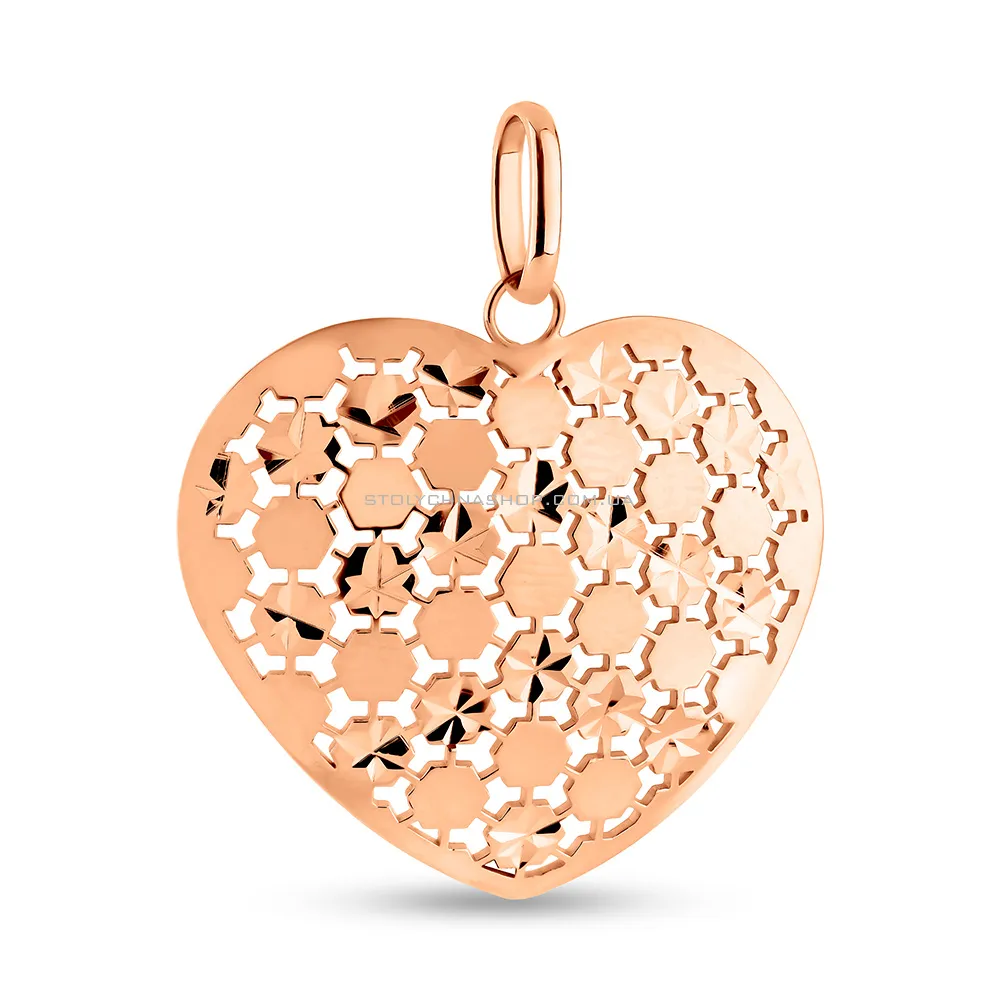 Золотой подвес в форме сердца с алмазной гранью (арт. 424846) - цена