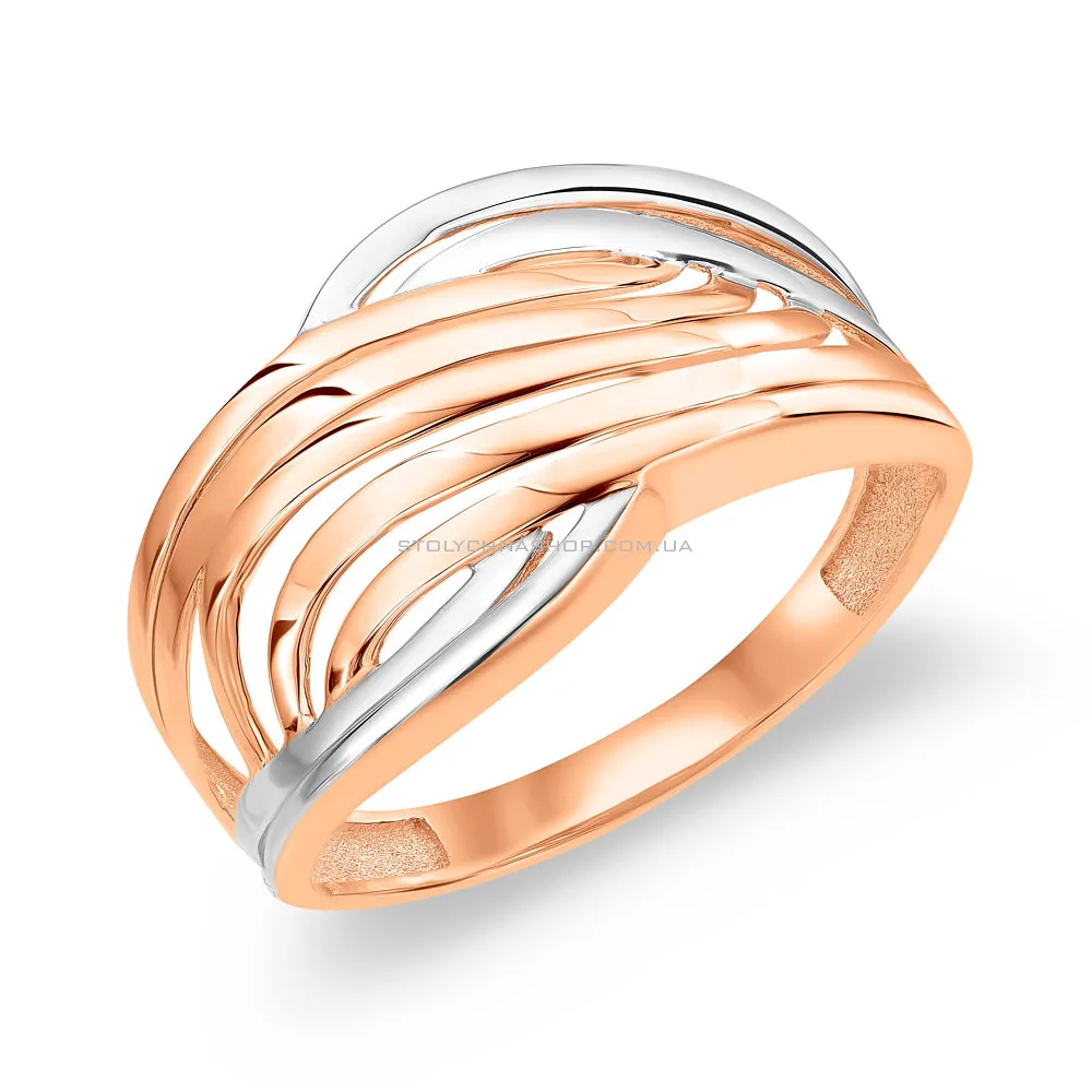 Золотое кольцо в комбинированном цвете металла (арт. 155625кб)