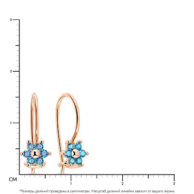 Детские золотые сережки с голубыми фианитами (арт. 108266г)