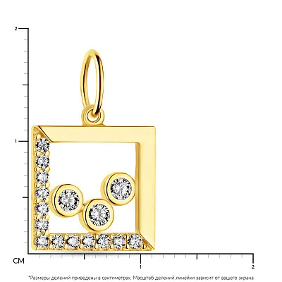 Підвіс квадратної форми з жовтого золота  (арт. 424461ж)
