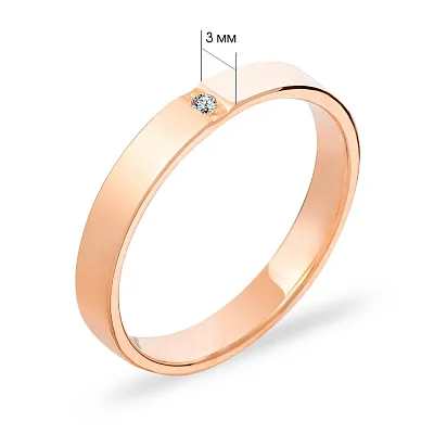 Золотое обручальное кольцо классическое Комфорт с бриллиантом (арт. К239182)