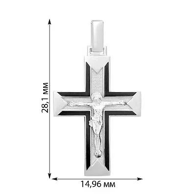 Хрестик з білого золота з розп'яттям та емаллю (арт. 505013бч)