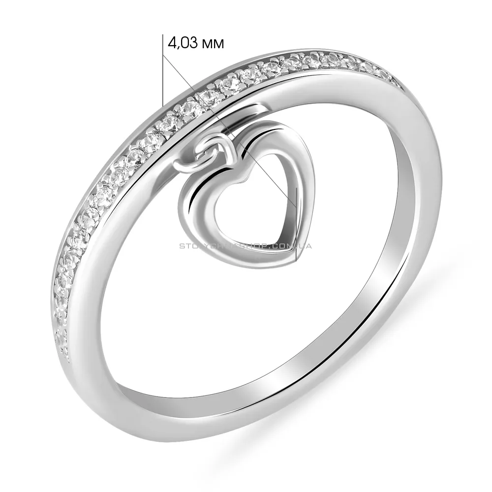 Серебряное кольцо с сердечком и фианитами (арт. 7501/4836)