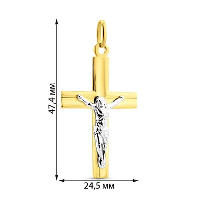 Хрестик з розп'яттям з жовтого та білого золота  (арт. 500377ж)