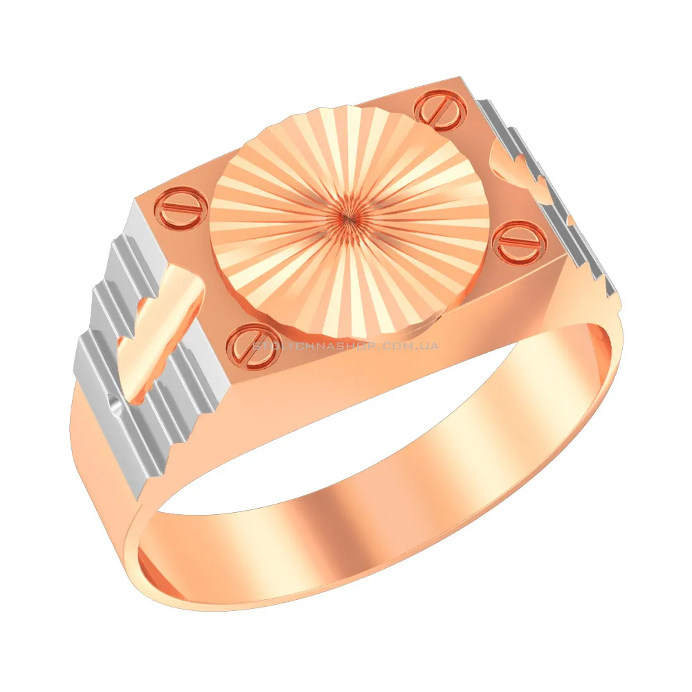 Золотий перстень з алмазним гравіюванням (арт. 170044) - цена