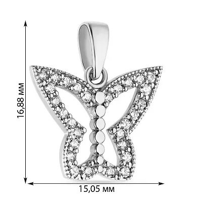 Подвеска золотая «Бабочка» с фианитами (арт. 421521б)