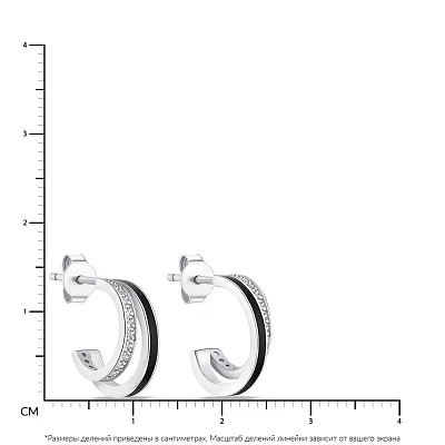 Срібні сережки з фіанітами і з емаллю  (арт. 7518/6278еч)