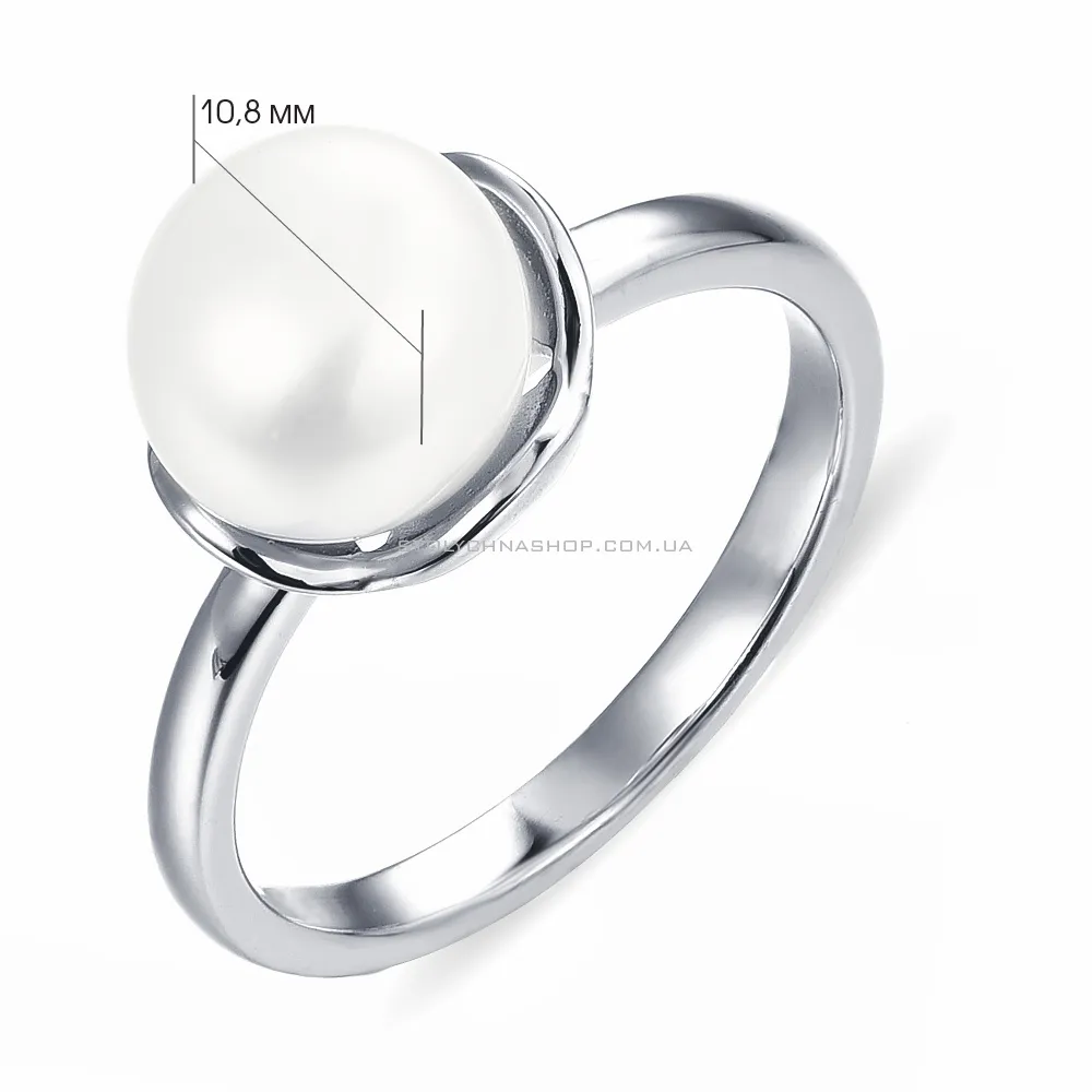 Серебряное кольцо с жемчугом  (арт. 7501/4263жб) - 2 - цена
