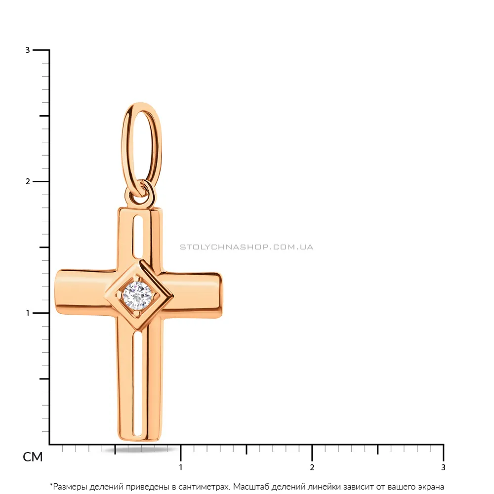 Золотая подвеска-крестик с фианитом (арт. 500637)