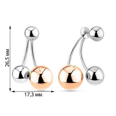 Сережки-джекети з комбінованого золота (арт. 104577бк)