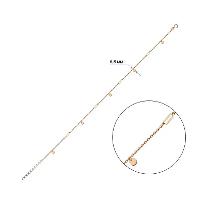 Золотой браслет на ногу Монеты  (арт. 326293н)