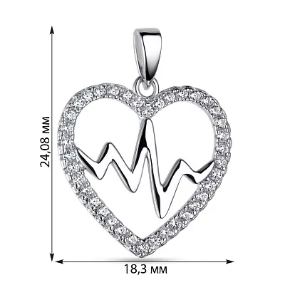 Серебряная подвеска «Сердце» с фианитами (арт. 7503/2666)
