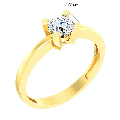 Золотое помолвочное кольцо с фианитом (арт. 140422ж)