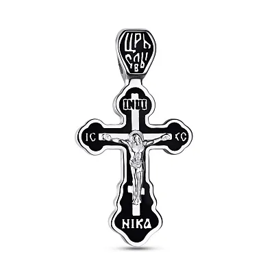 Серебряный крестик с распятием и эмалью (арт. 7504/333119еч)