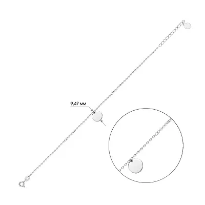 Срібний браслет «Монета» з фіанітами (арт. 7509/2303)