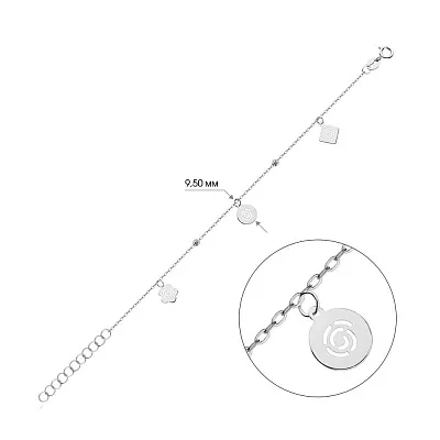 Браслет з білого золота з підвісками (арт. 325402б)