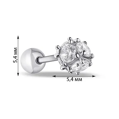 Серебряная cерьга в одно ухо с фианитами (арт. 7518/6554)