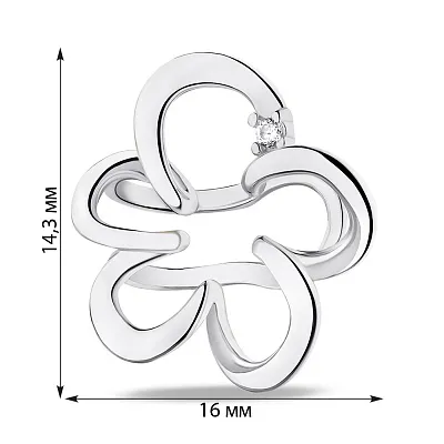 Каффа Цветок из серебра с фианитом (арт. 7502/9106)