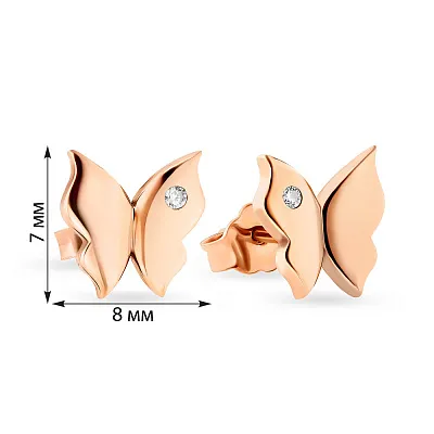 Золоті сережки-пусети «Метелики» (арт. 106872/2)