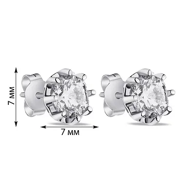 Срібні сережки пусети з фіанітами (арт. 7518/6545)