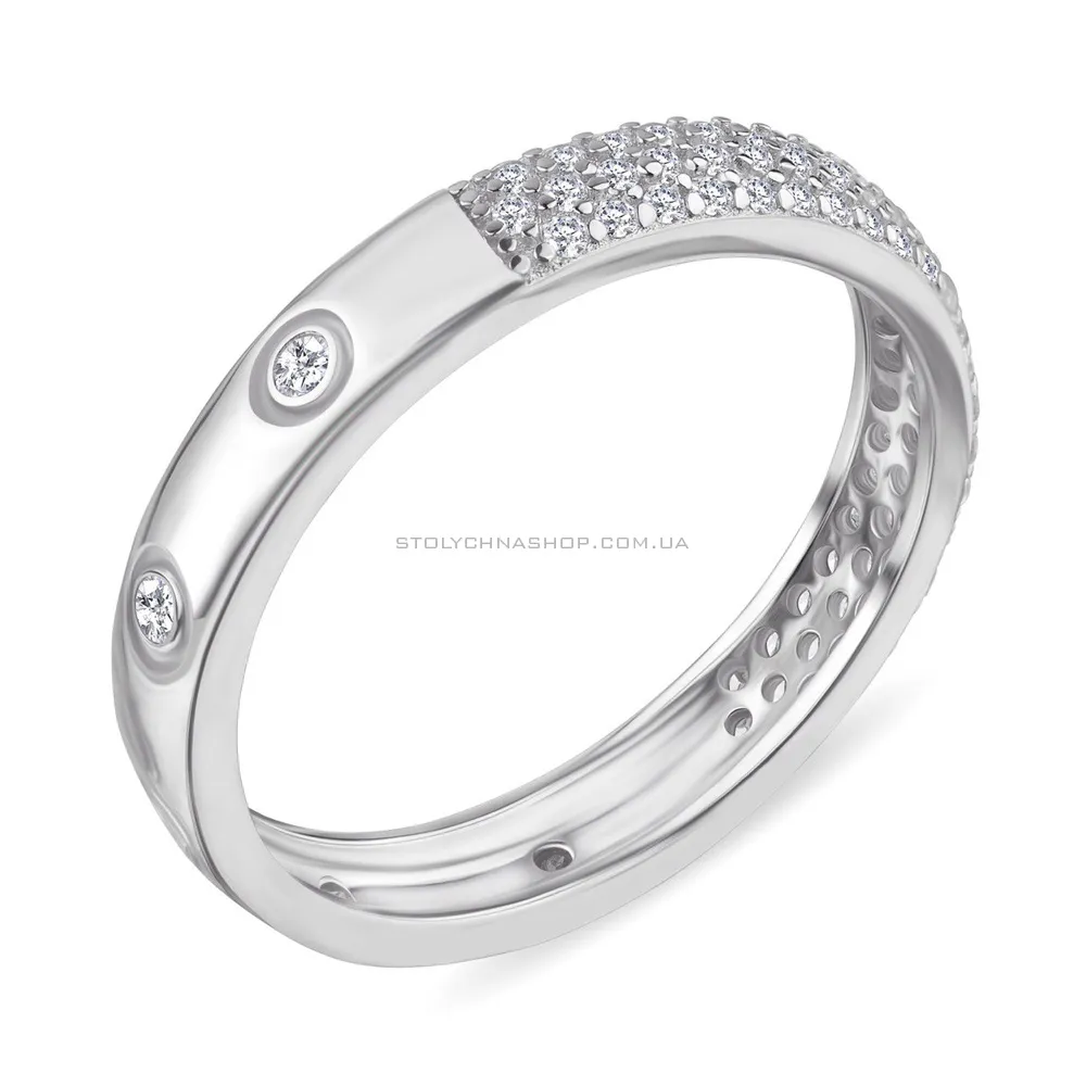 Двустороннее кольцо из серебра с фианитами  (арт. 7501/5291) - цена