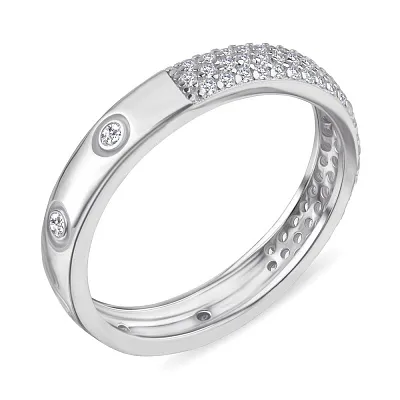 Двустороннее кольцо из серебра с фианитами  (арт. 7501/5291)