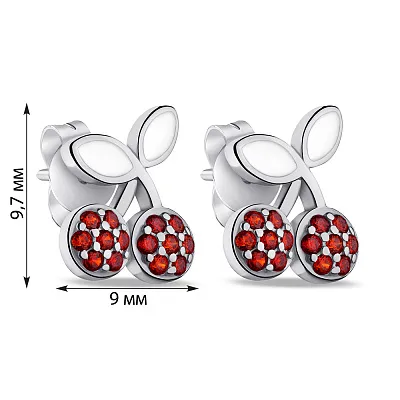 Сережки зі срібла Вишеньки з альпінітами (арт. 7518/6695еб)
