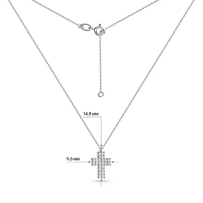 Кольє з білого золота з діамантовим хрестиком (арт. Ц011278030б)