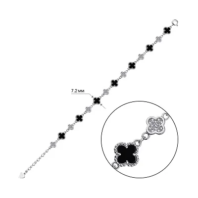 Серебряный браслет Клевер (арт. 7509/4275/7о)