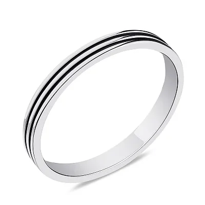 Серебряное кольцо с черной эмалью  (арт. 7501/6306еч)