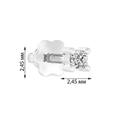 Золота одинарна сережка-пусета з діамантом (арт. Т011172бЯ)