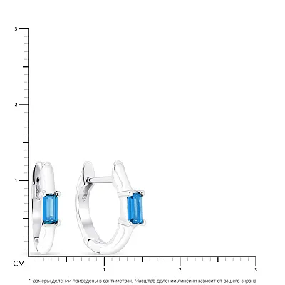 Серебряные серьги-кольца с белой эмалью и синими альпинитами  (арт. 7502/4638/10еб)