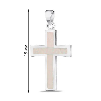 Серебряный крестик с опалом  (арт. 7503/3019/15Поб)