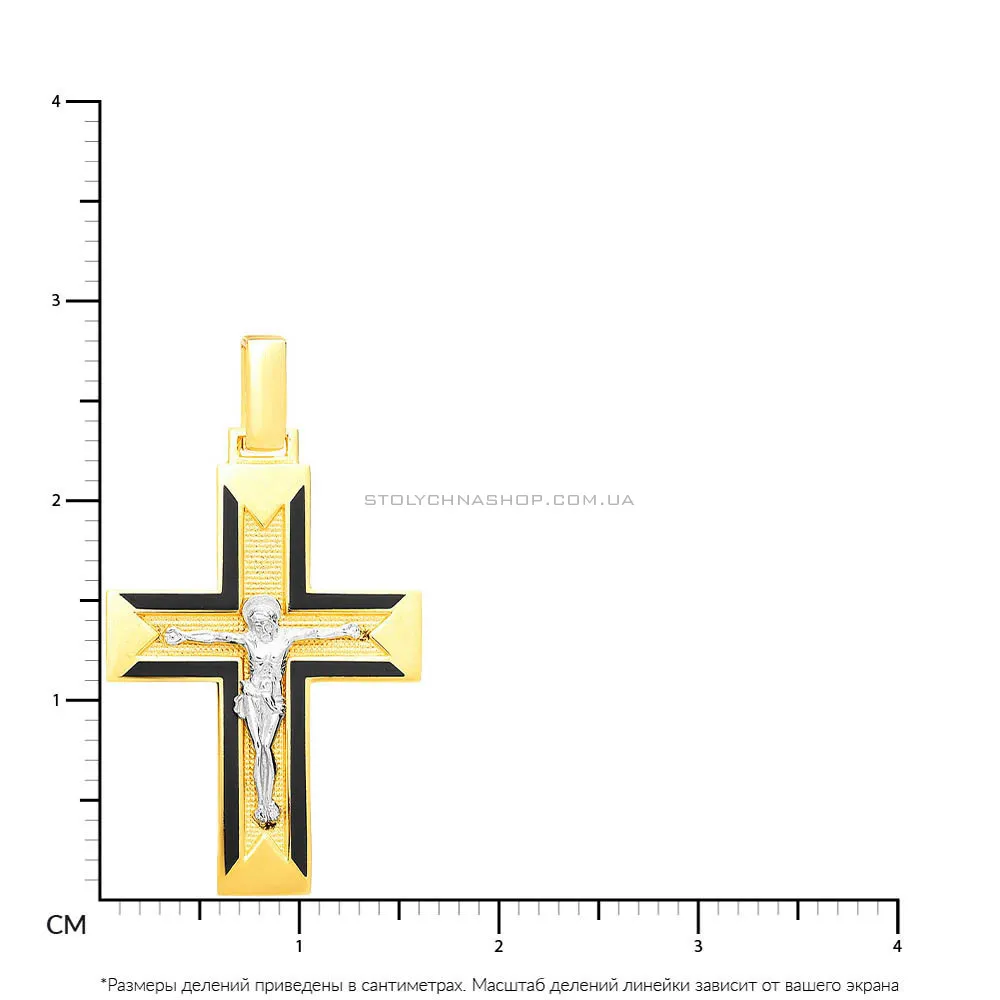 Крестик из желтого золота с черной эмалью (арт. 505013жч)