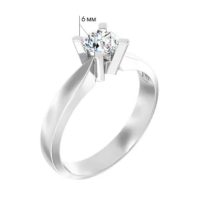 Золотое кольцо в белом цвете металла с бриллиантом (арт. К01119508036б)