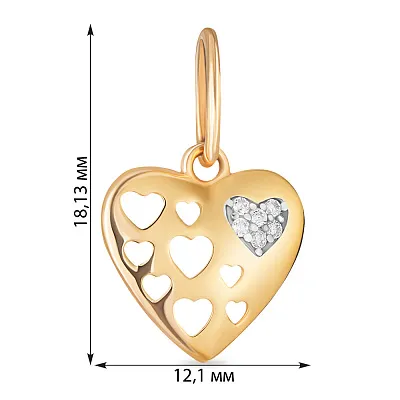 Подвеска «Сердце» из красного золота с фианитами (арт. 424036)