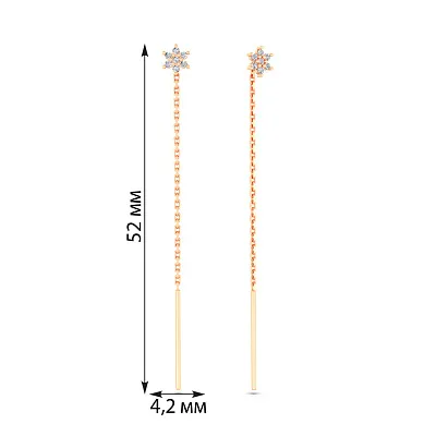 Золоті сережки-протяжки з діамантами (арт. С011695010)