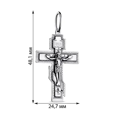 Срібний натільний хрестик з розп'яттям (арт. 7904/3541-ч)