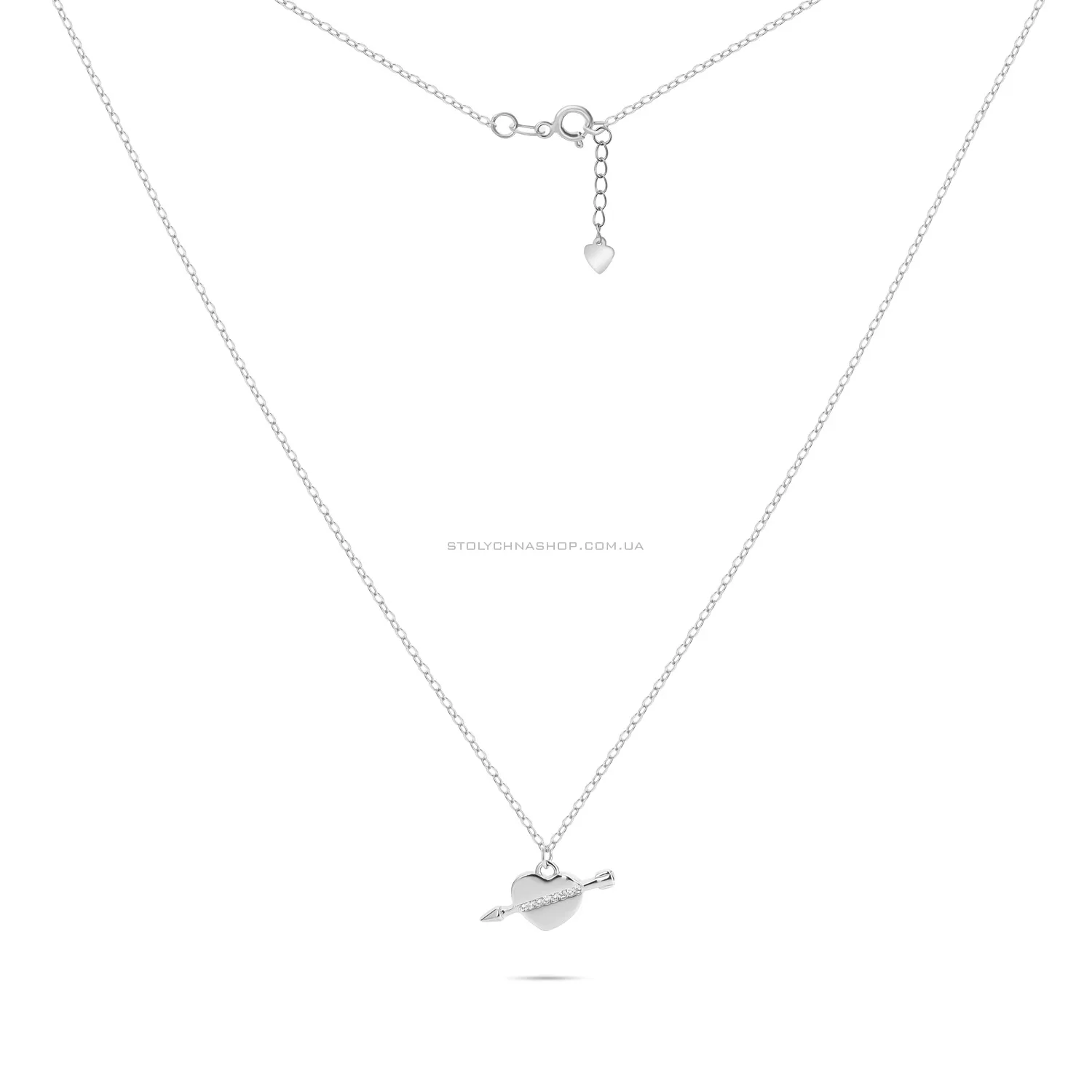 Серебряное колье «Сердце со стрелой» с фианитами (арт. 7507/951) - 2 - цена