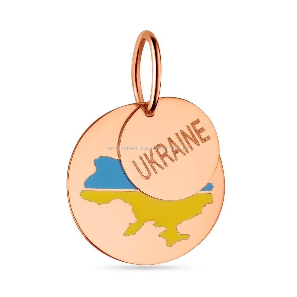 Подвійний золотий підвіс "Україна" з емаллю  (арт. 440748есж)
