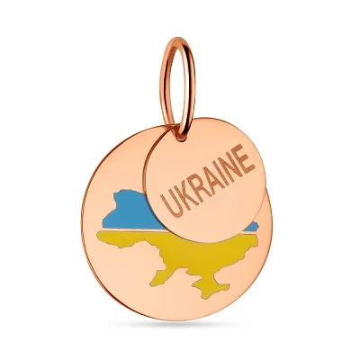 Подвійний золотий підвіс "Україна" з емаллю  (арт. 440748есж)