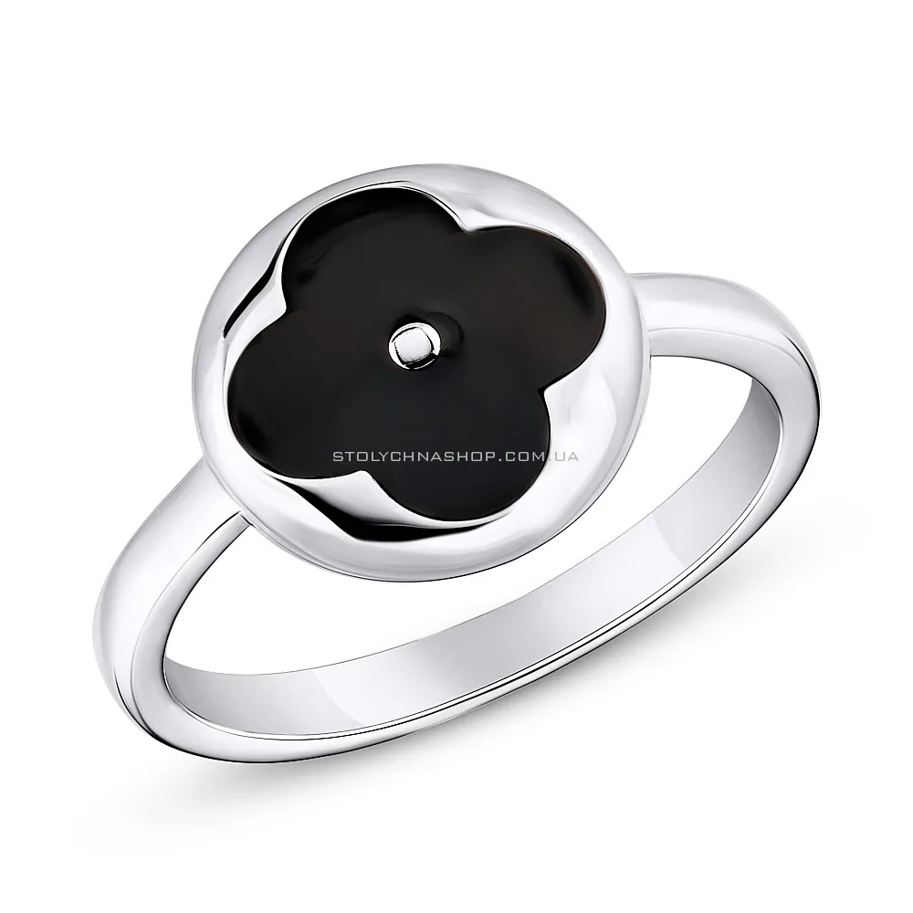 Серебряное кольцо с черной эмалью (арт. 7501/5301/10еч)