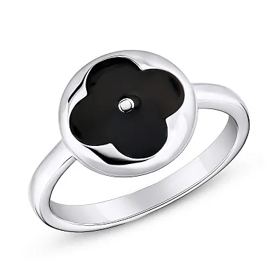 Серебряное кольцо с черной эмалью (арт. 7501/5301/10еч)
