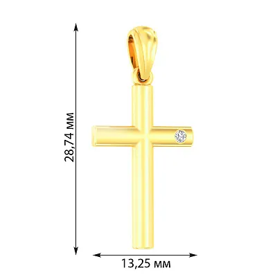 Золота підвіска-хрестик з фіанітом (арт. 440637ж)