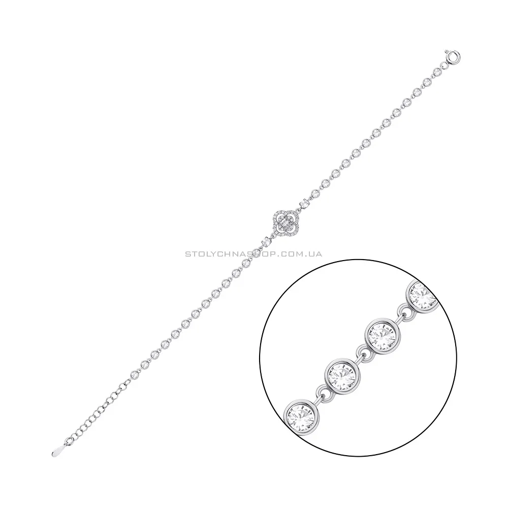 Срібний браслет Клевер з фіанітами  (арт. 7509/3895) - цена