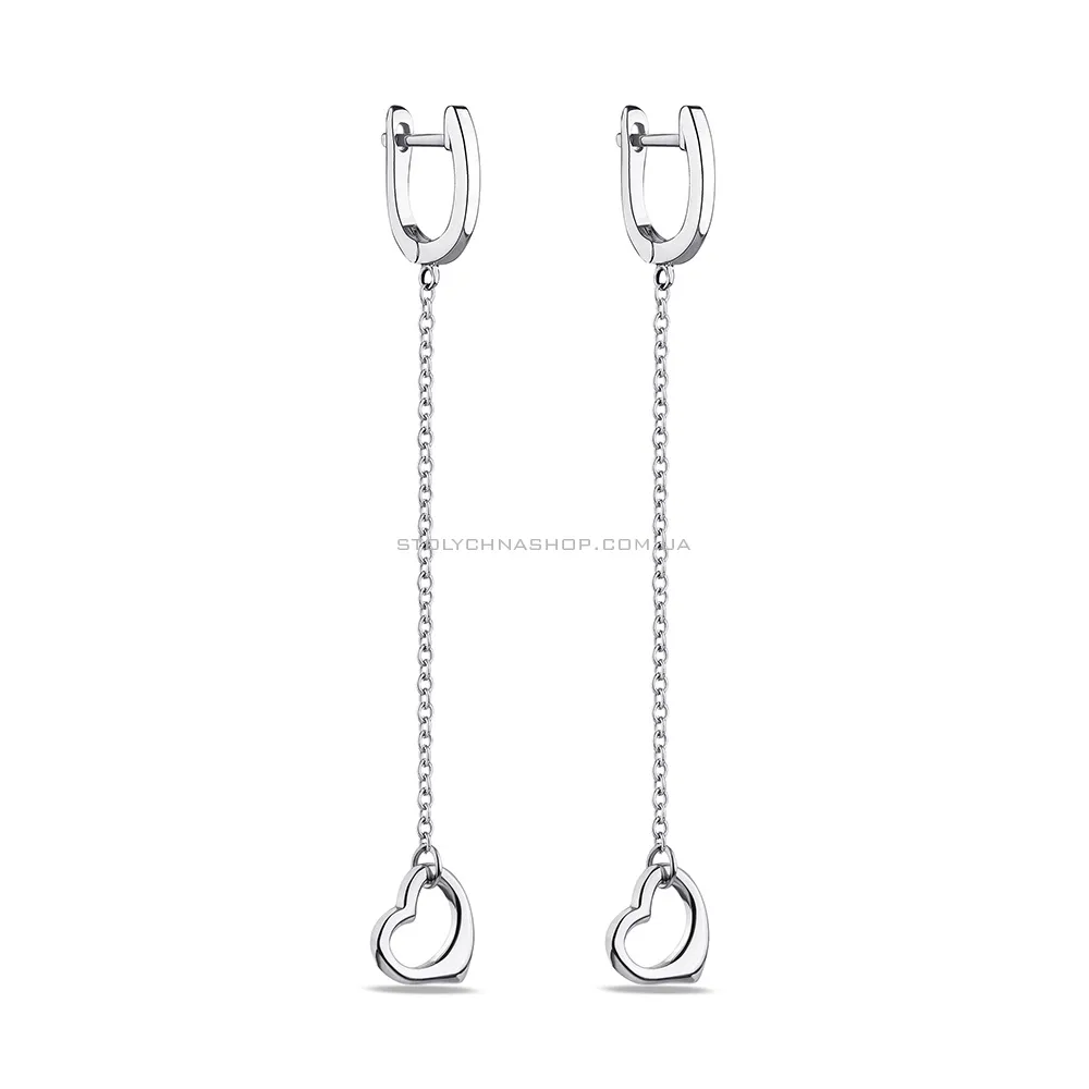 Серьги-подвески Trendy Style из серебра "Сердечки" без вставок (арт. 7502/4446)