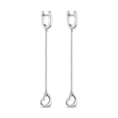 Серьги-подвески Trendy Style из серебра "Сердечки" без вставок (арт. 7502/4446)