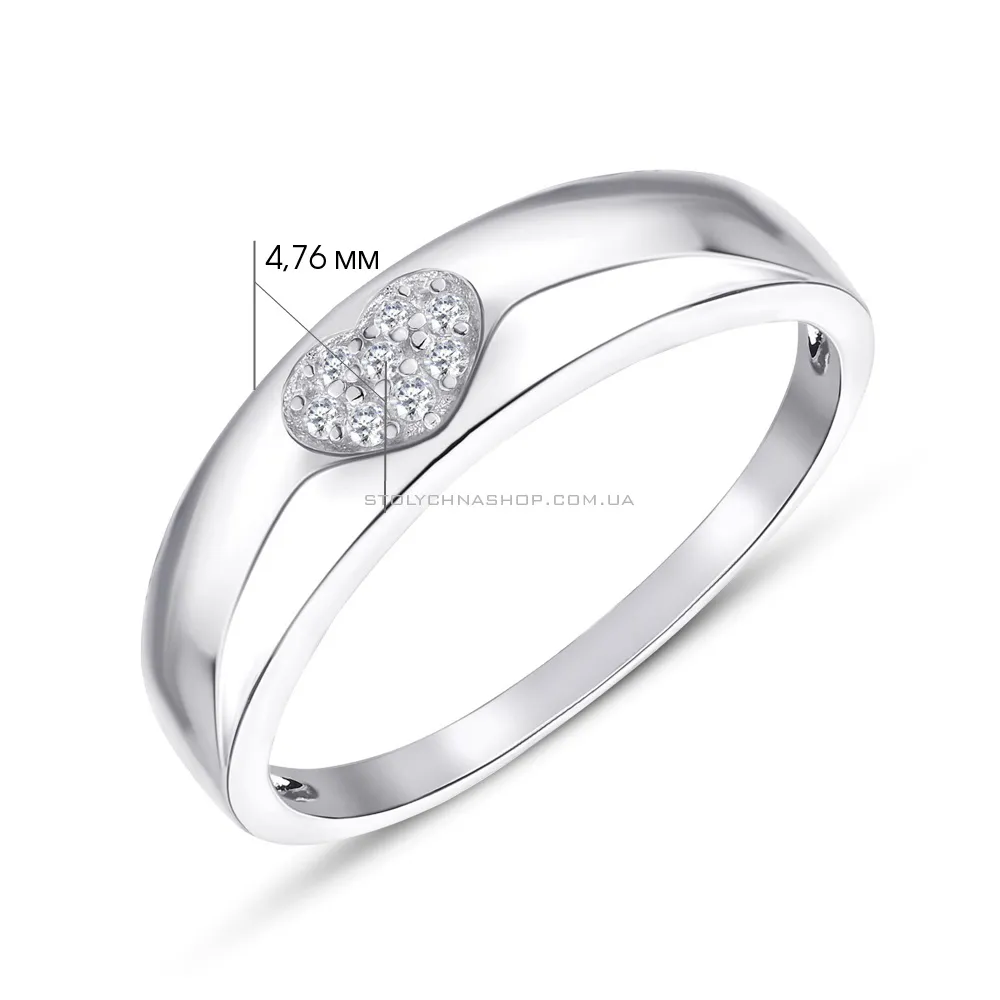 Серебряное кольцо «Сердечко» с фианитами   (арт. 7501/4438)